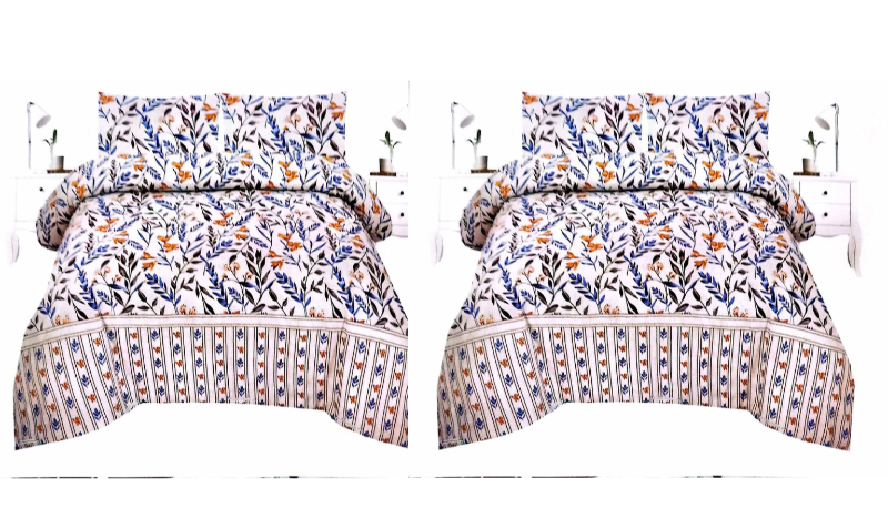 Blossom Breeze – Beige Floral King Bed Set