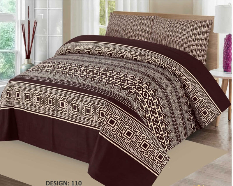 Terracotta Elegance – Rust Printed Cotton Bedsheet
