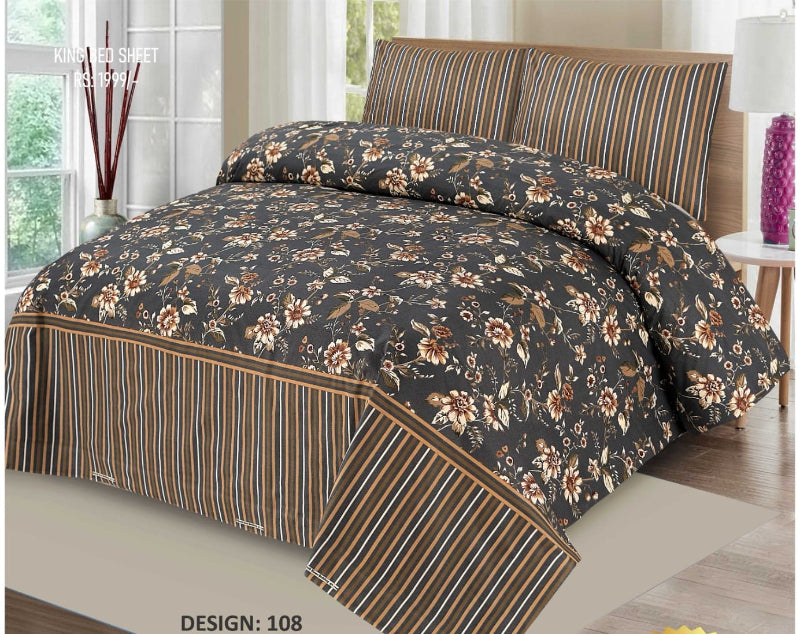 Midnight Bloom – Black Floral Cotton Bedsheet