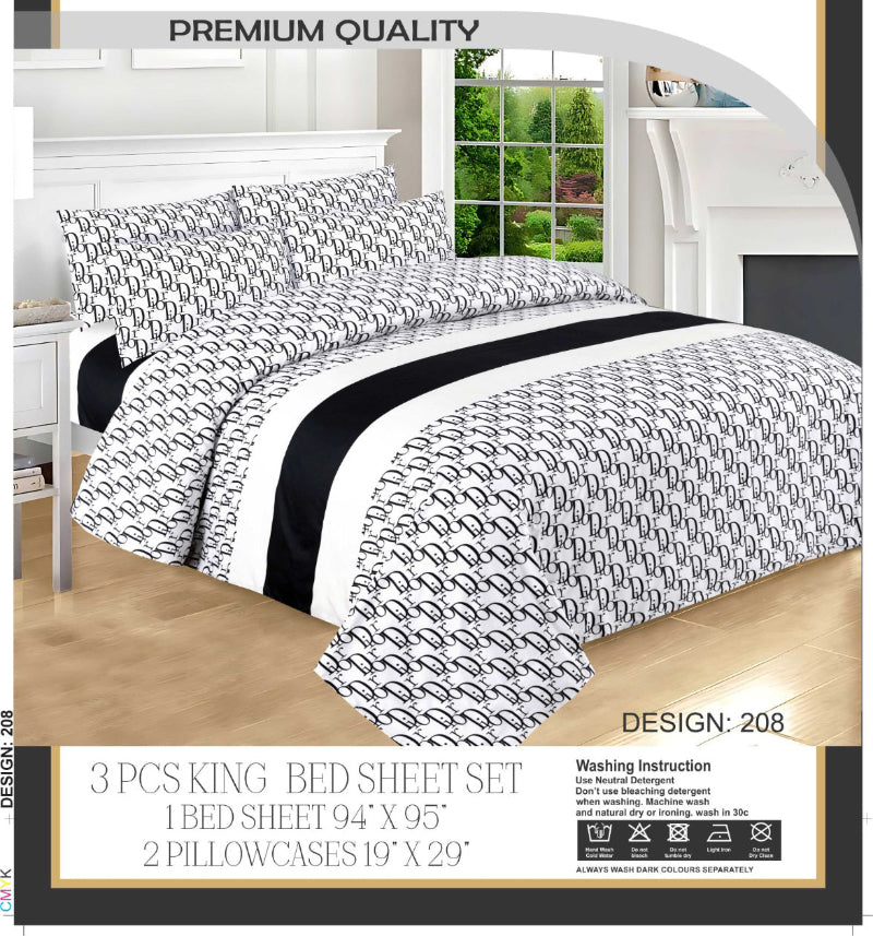 🖤🤍 Dior Essence – Black & White Printed Bedsheet