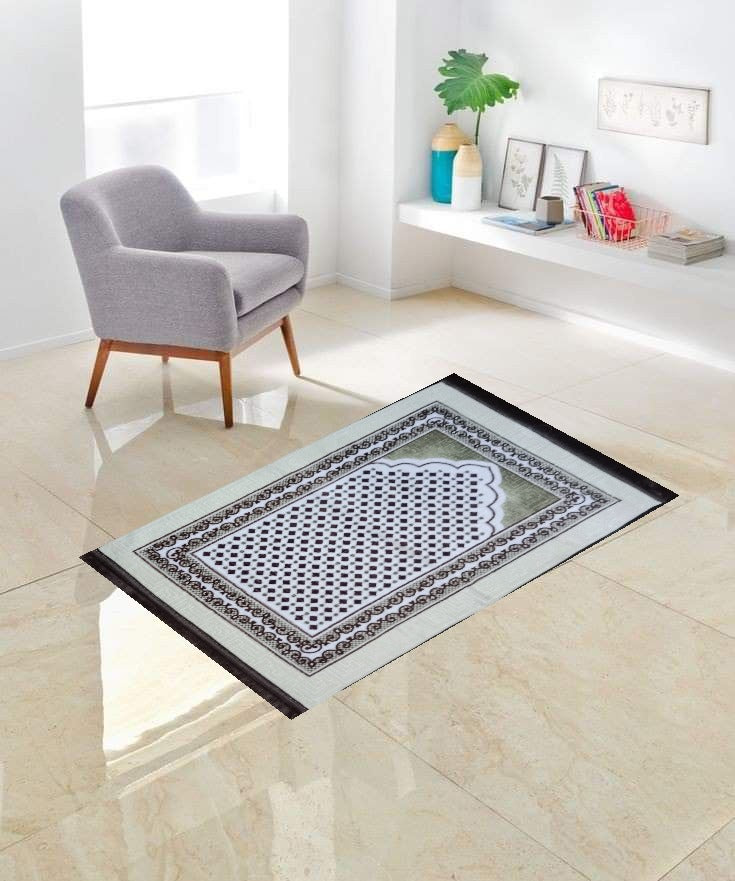 White Soulful Design Prayer Mat