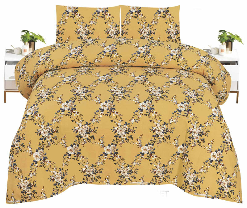 Golden Hues – Mustard Printed King Bed Set