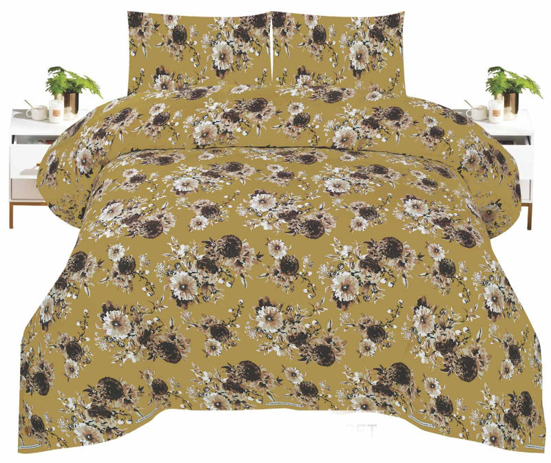 Sunbloom Charm – Mustard Floral King Bed Set