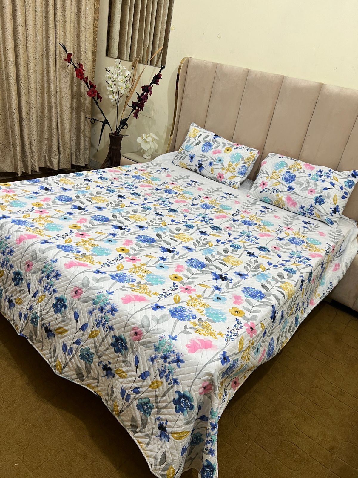 🌸 3 Piece Comforter Set with Floral Design