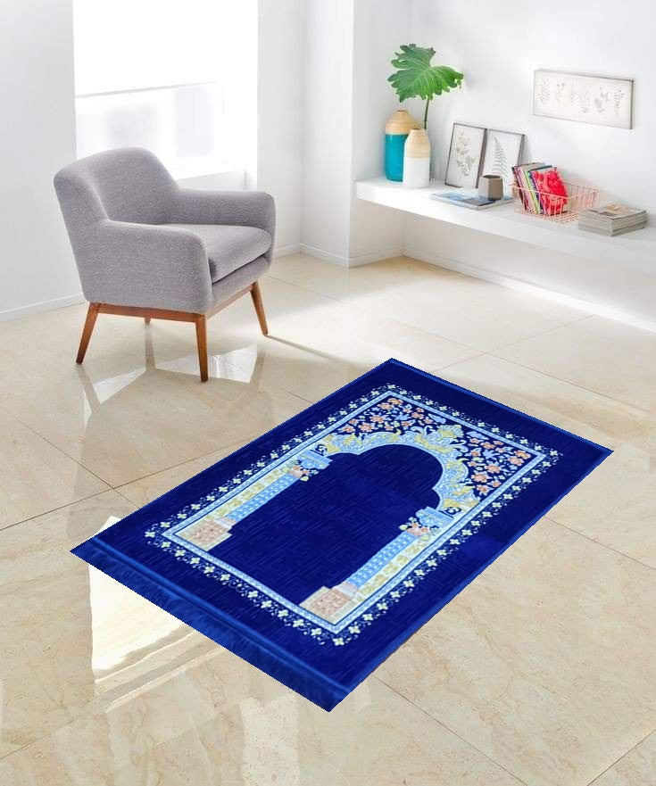 Royal Blue Elegant Design Prayer Mat