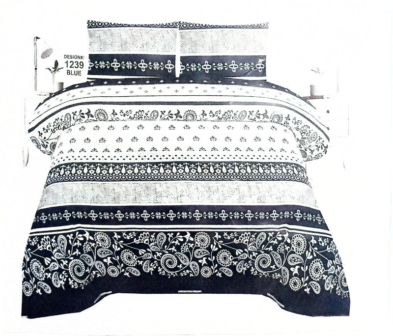 Blue & White Printed Bedsheet – Timeless Contrast, Effortless Style