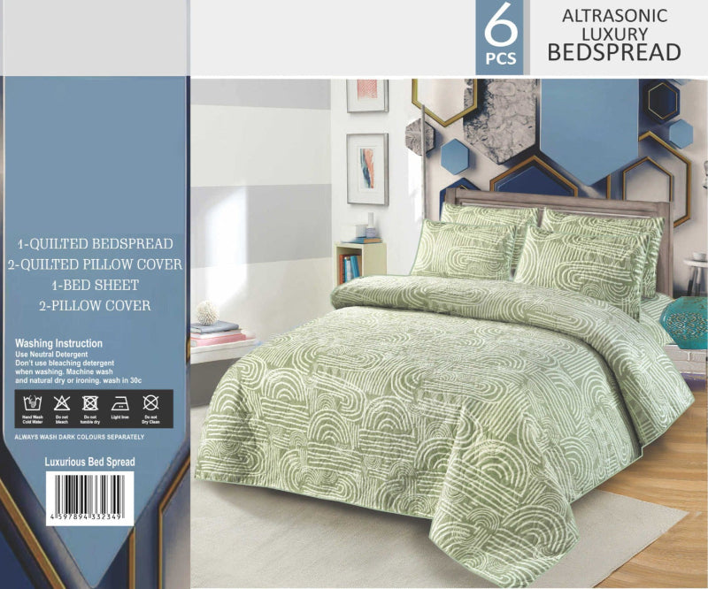 Sage Green-6 pcs luxury bedspread